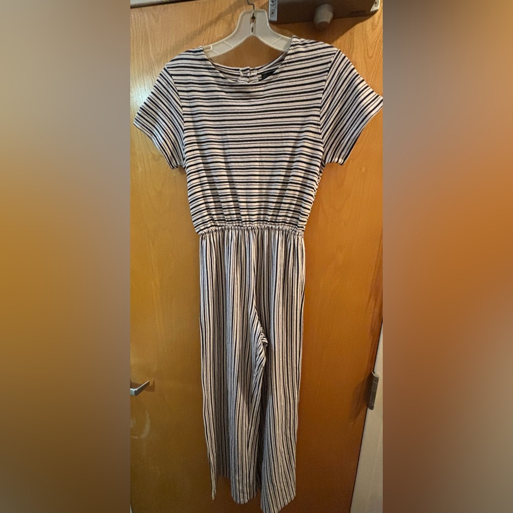 Zara Black and White Striped Jumpsuit
